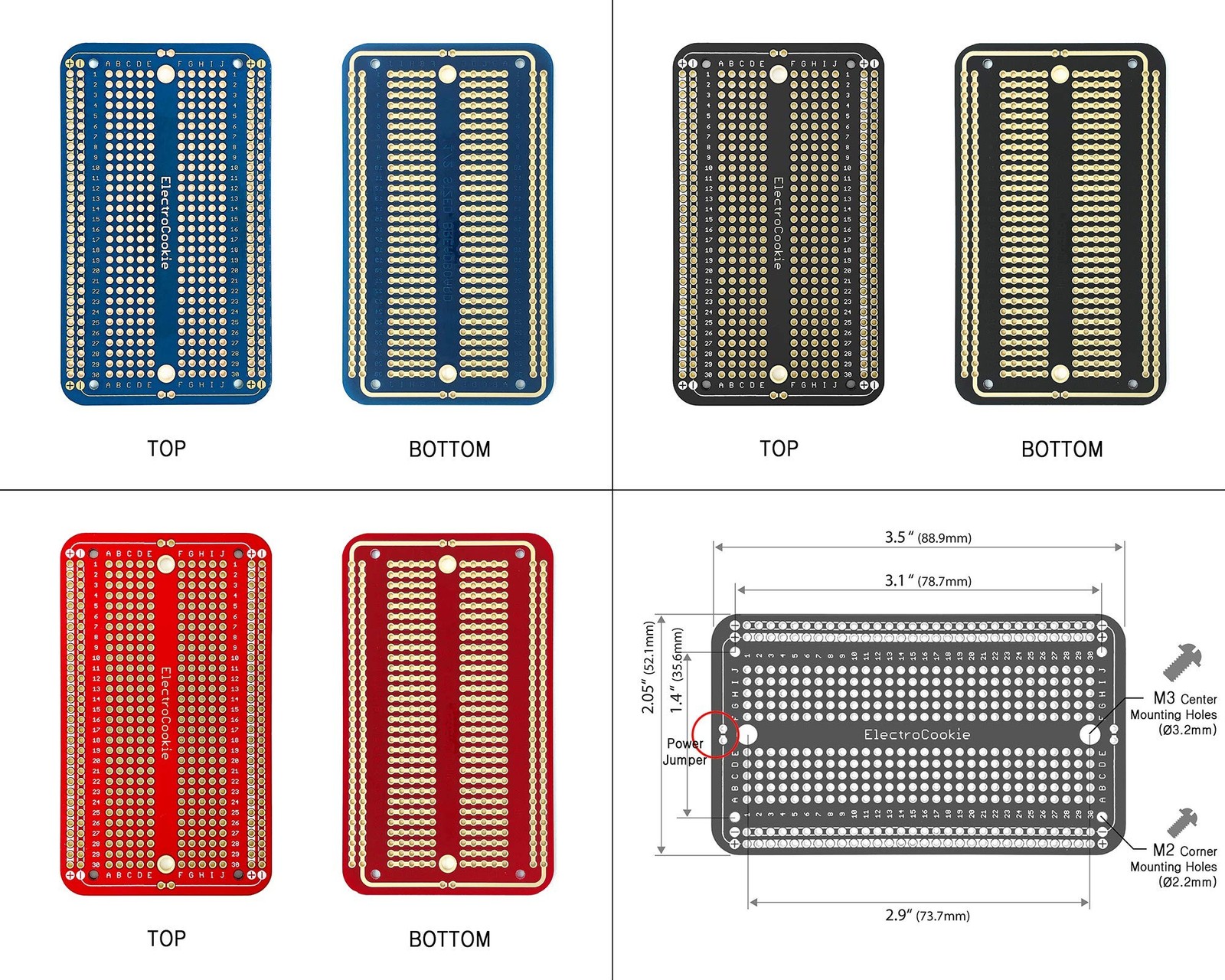 ElectroCookie Solderable Breadboard PCB Board for Electronics Projects Compat...