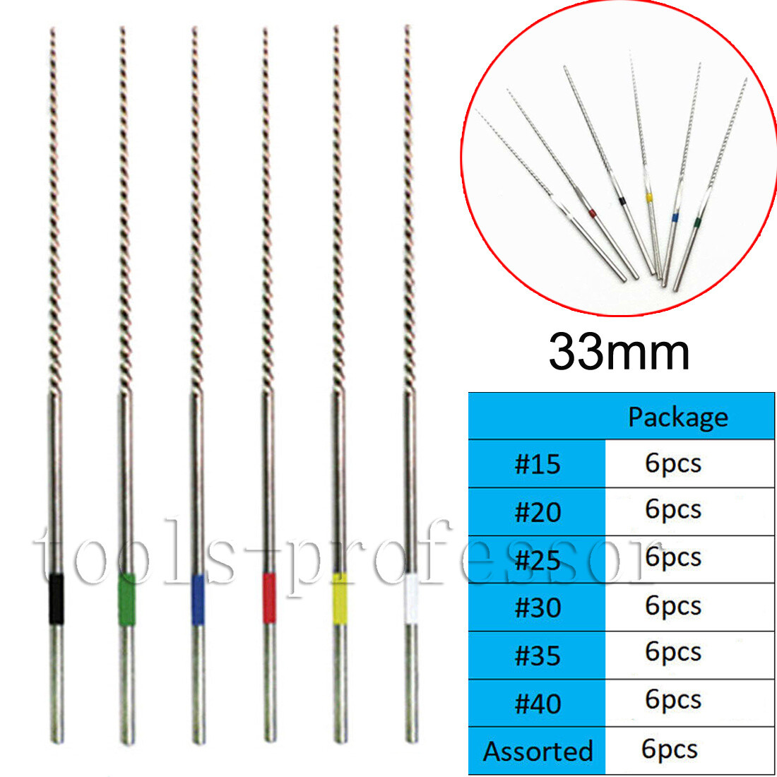 1Kit Dental Ultrasoninc Rotary Endo Cleaning SST U-File Scaler Tip Files #15-40