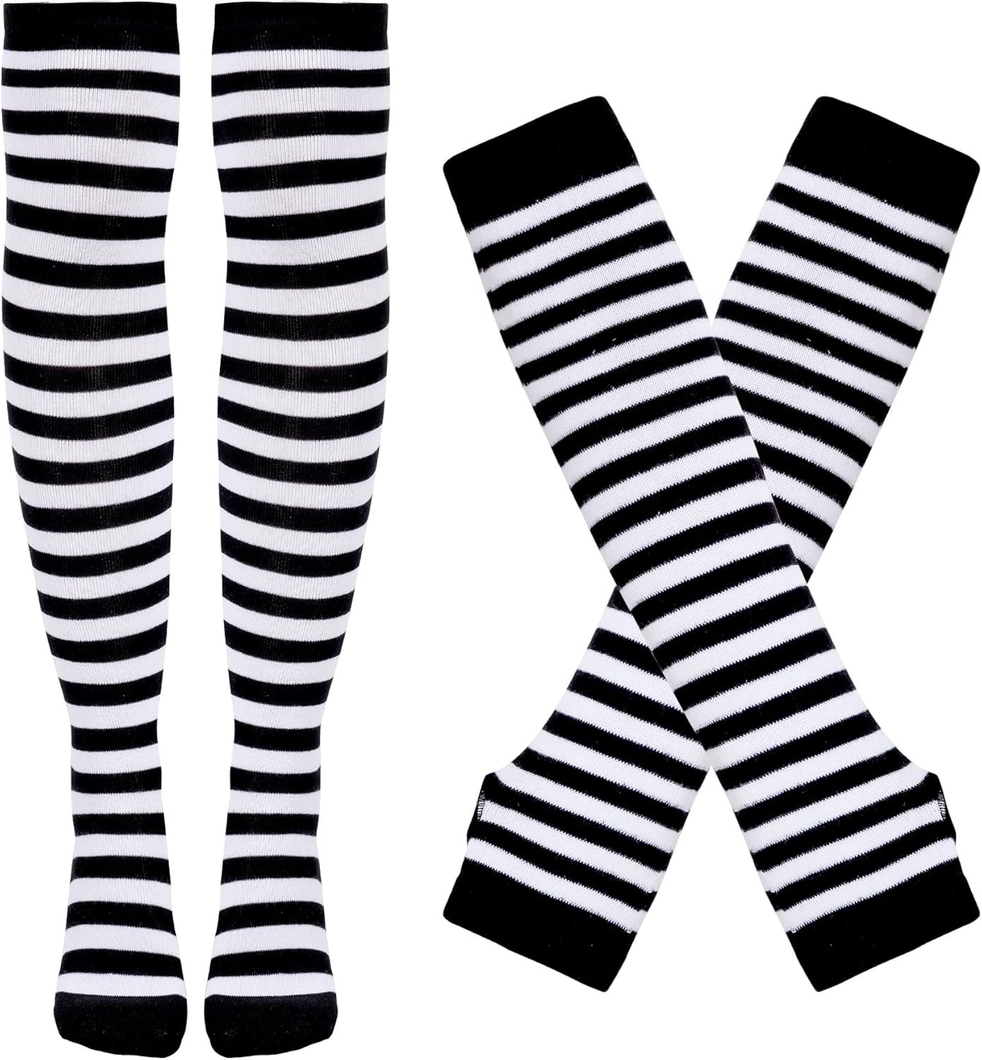 Women's Striped Knee High Socks Over Knee Thigh High Socks Arm Warmer &