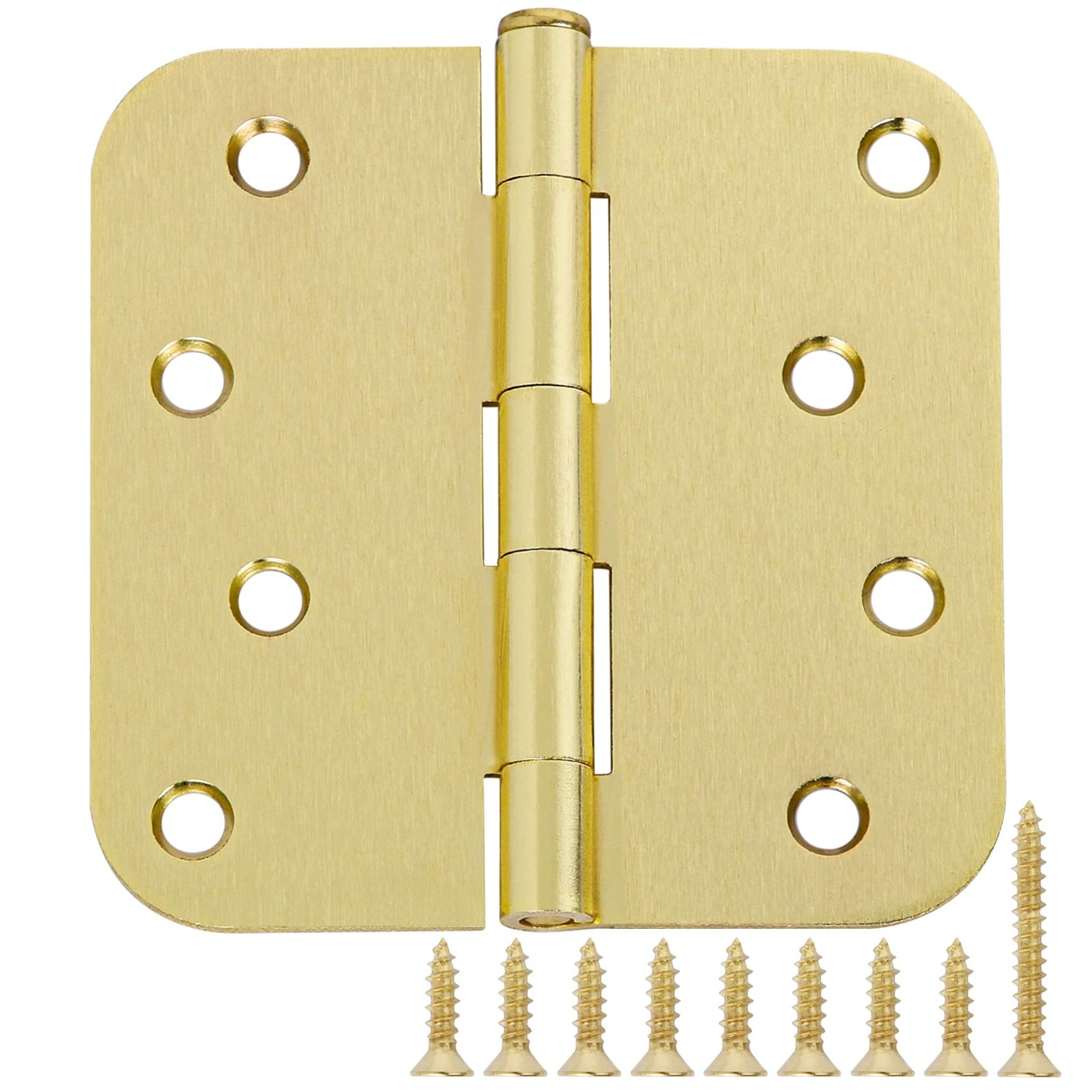 4 Inch Door Hinges Noise-Free 3 Pack Brass Door Hinges Rounded 5/8"Radius Res...
