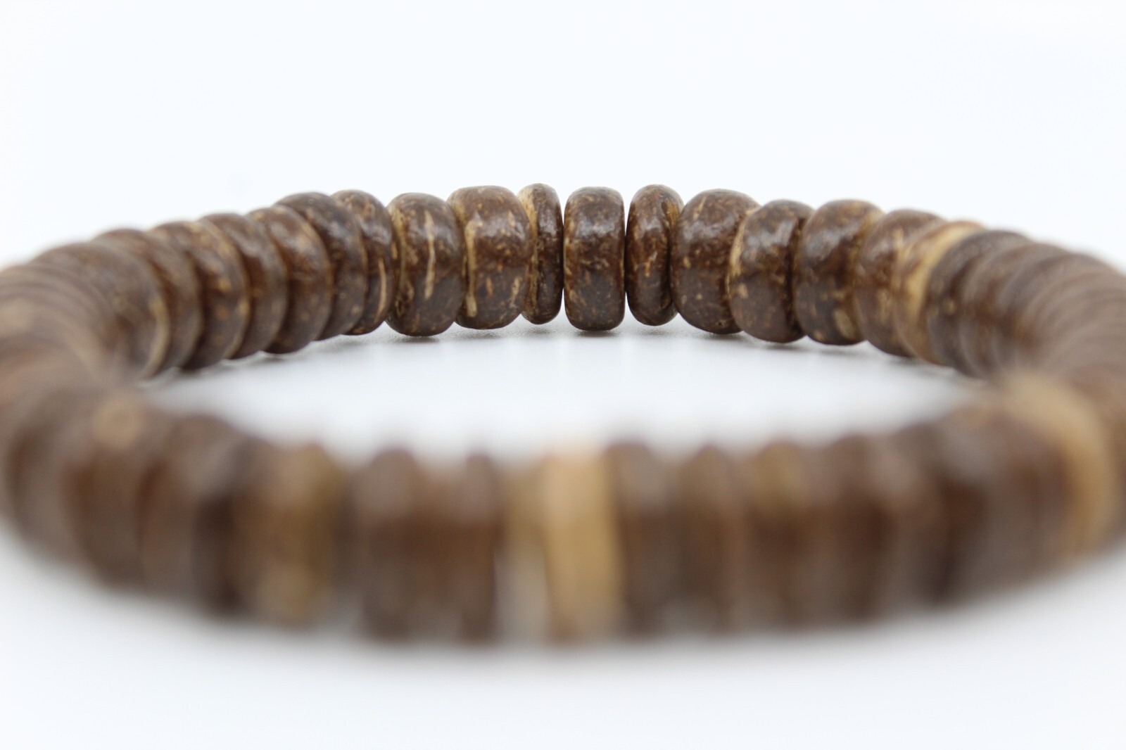 Coconut Shell Bracelet - 7", Dark Brown Coconut Shell (Thick), Hawaiian Surfer
