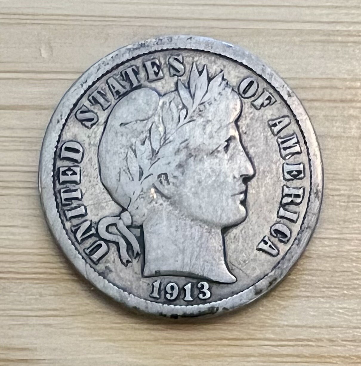 1913-P Barber Dime 10C SILVER - Very Fine (VF)