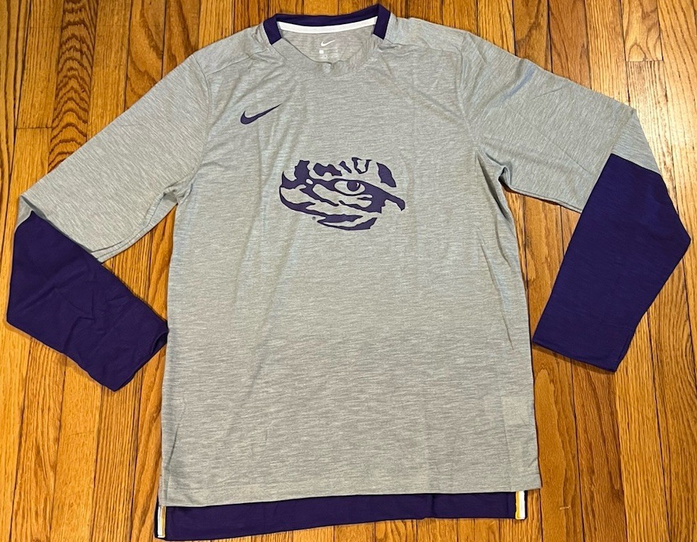 Nike Dri-Fit Gray Purple LSU Tigers Performance Long Sleeve Men’s Large