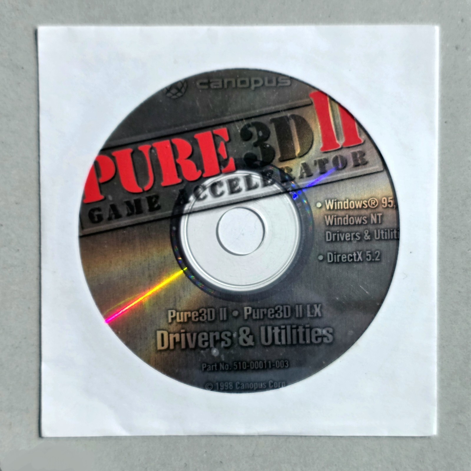 Canopus Pure 3D II Game Accelerator Drivers & Utilities (PC CD, 1998)