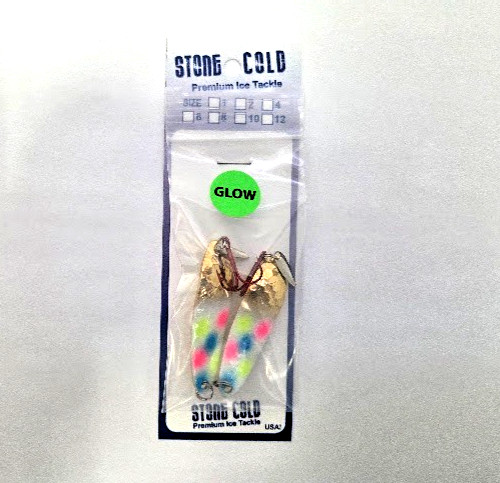2 Hot Glow Wonder Bread Gold Flutter Ice Spoons Walleye 1/4 oz Stone Cold USA