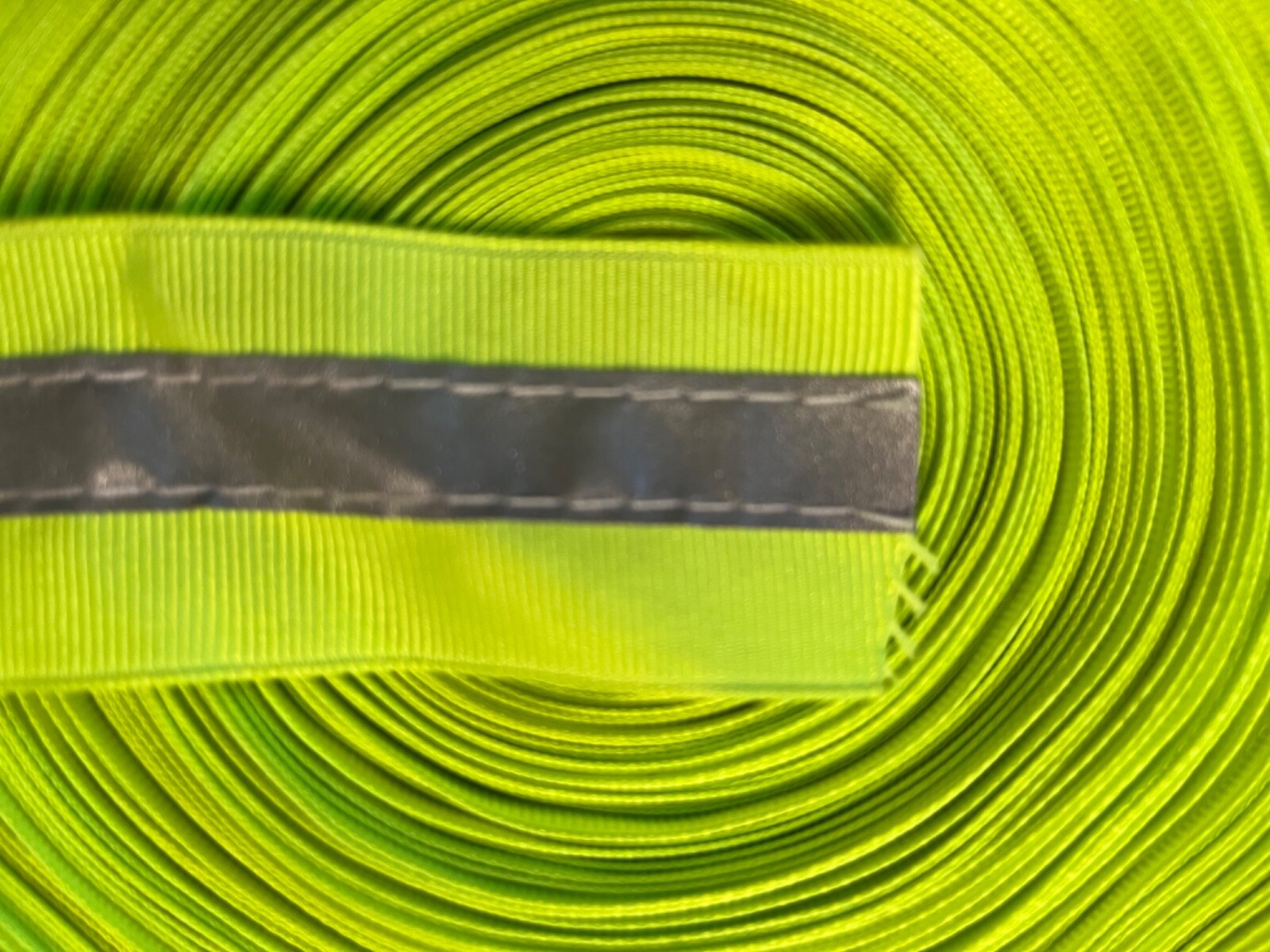 300 Ft Roll Fluorescent Green Safety Silver Reflective Sew On Ribbon Grosgrain