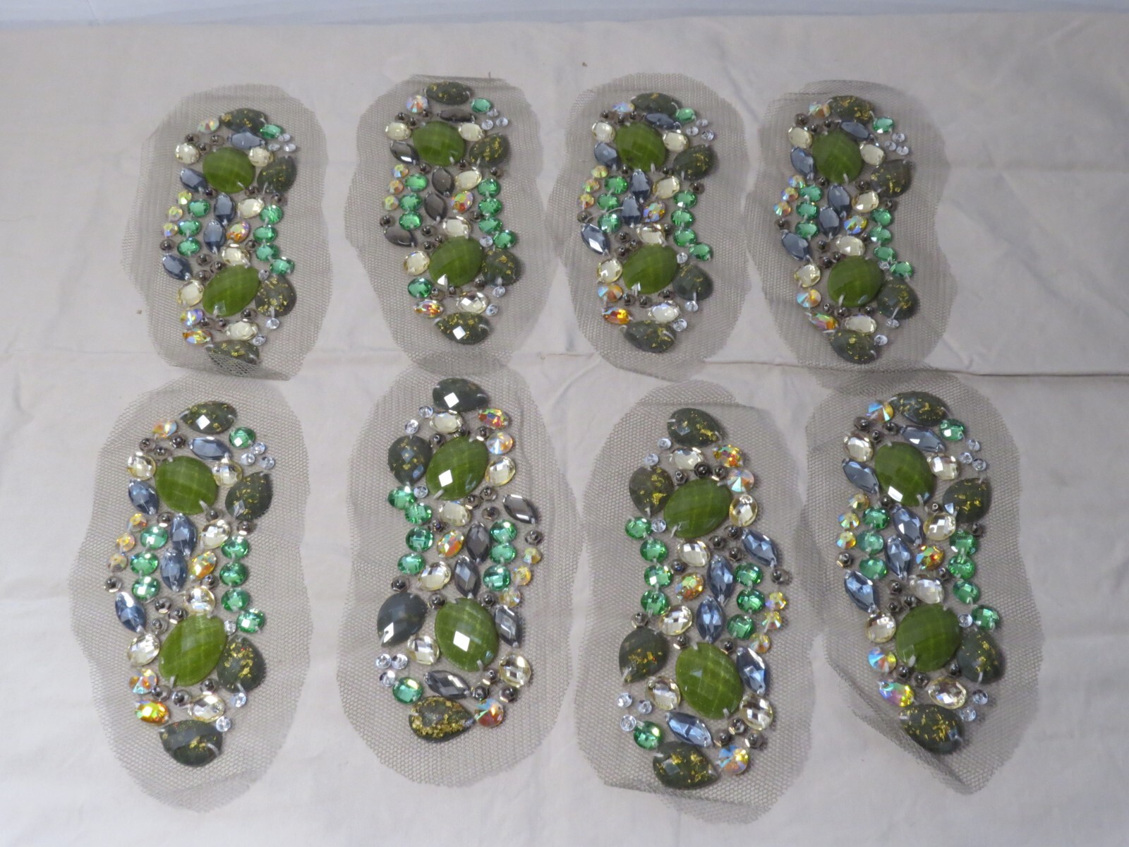 8  Vintage  Roth International  Beaded Appliques Unused Greens Golds Colors