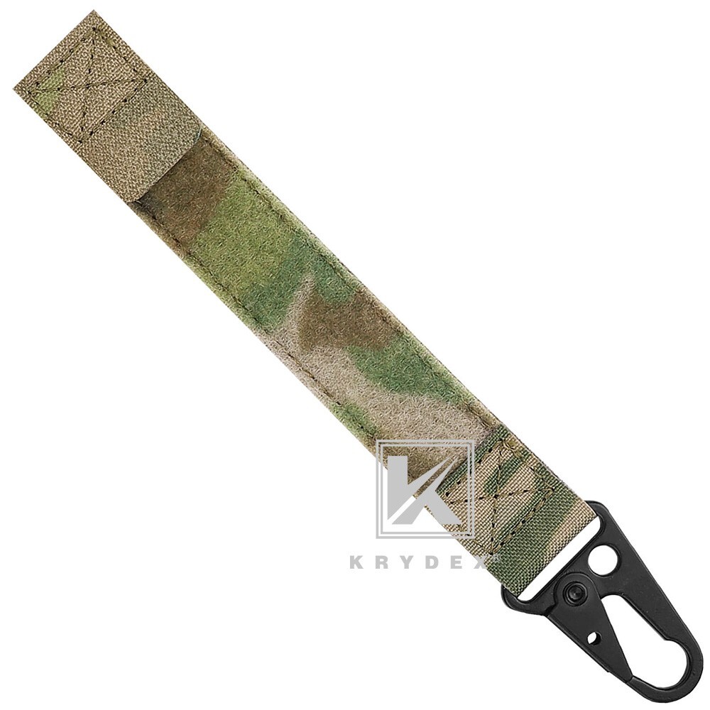 KRYDEX Tactical Hook Strap Clip Keychain Carabiner for MOLLE Belt/Vest MC Camo