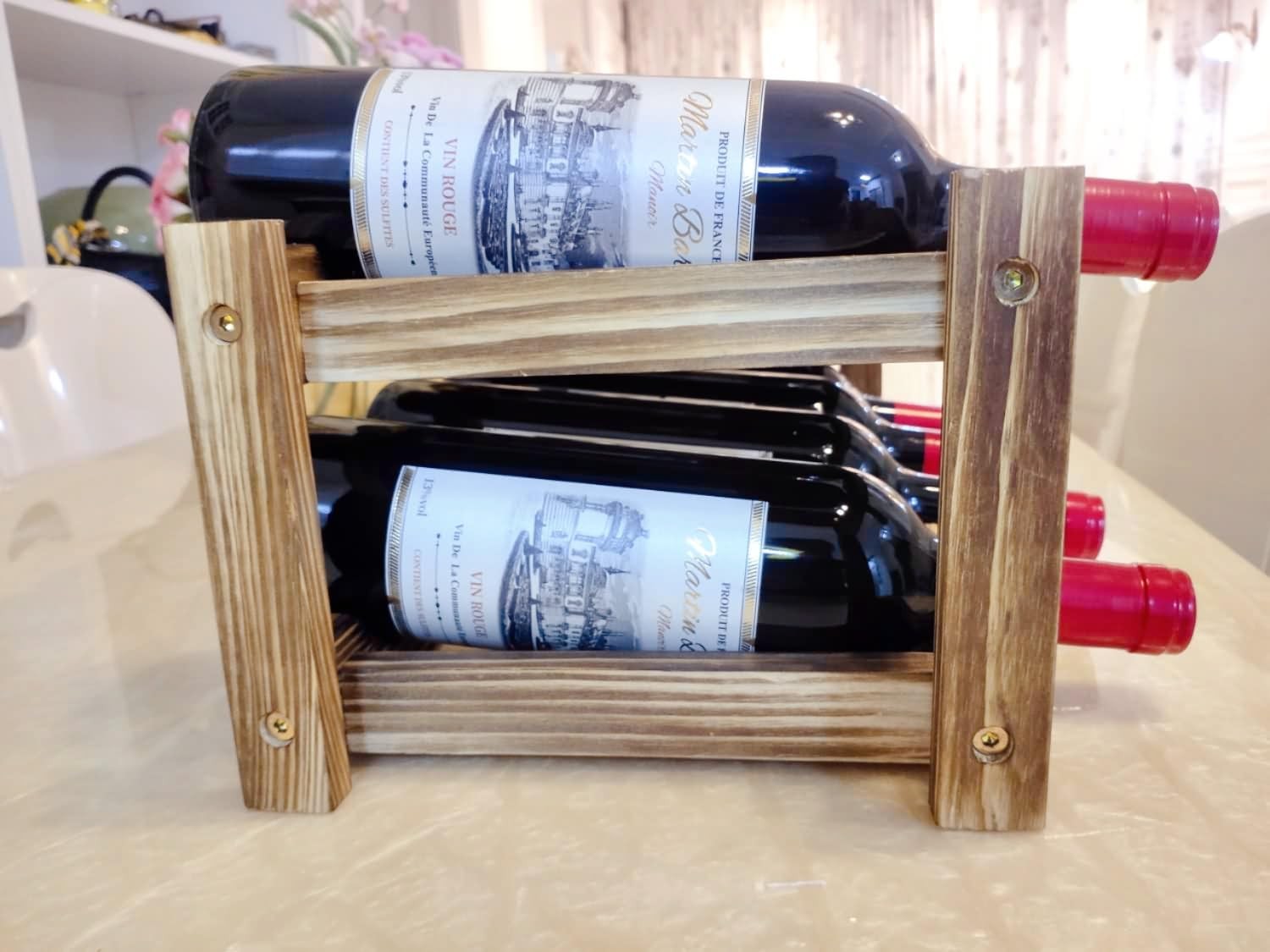 8-Bottle Wine Rack - Premium 17.7"D x 8.6"W x 6.5"H, Carbonization Color