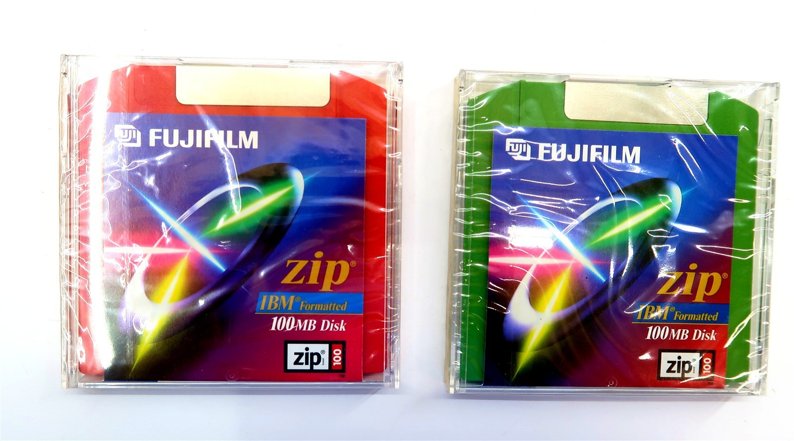 2 Pack NEW FUJIFILM ZIP 100MB Disks Iomega IBM Formatted FACTORY SEALED LOT