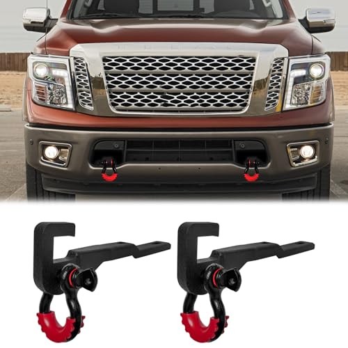 Front Tow Hook Mount Bracket and D-Rings Compatible with 2017-2021 Titan D