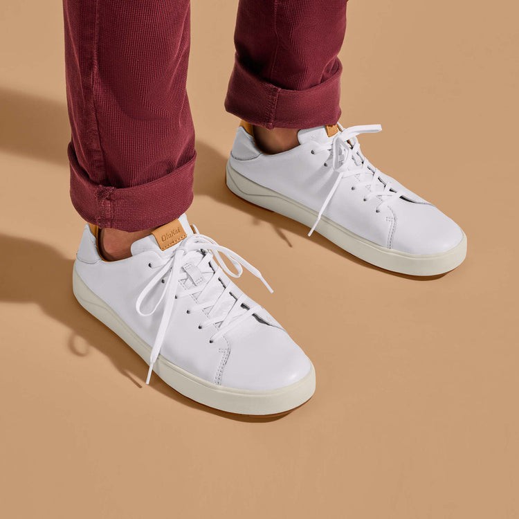Olukai Mens Lae'Ahi Li ILi White Waterproof Leather Sneaker Men's