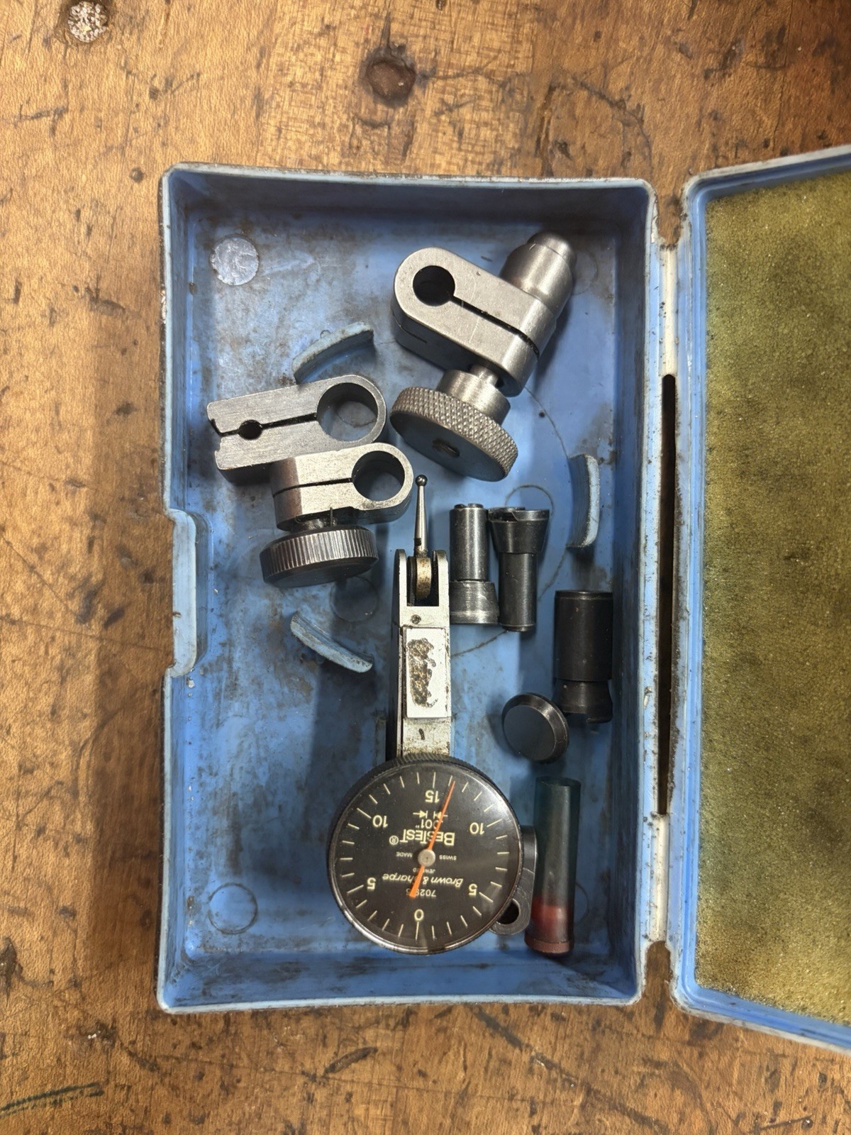 Brown And Sharpe 7029-5 Dial Indicator Bestest .001 With Case And Parts