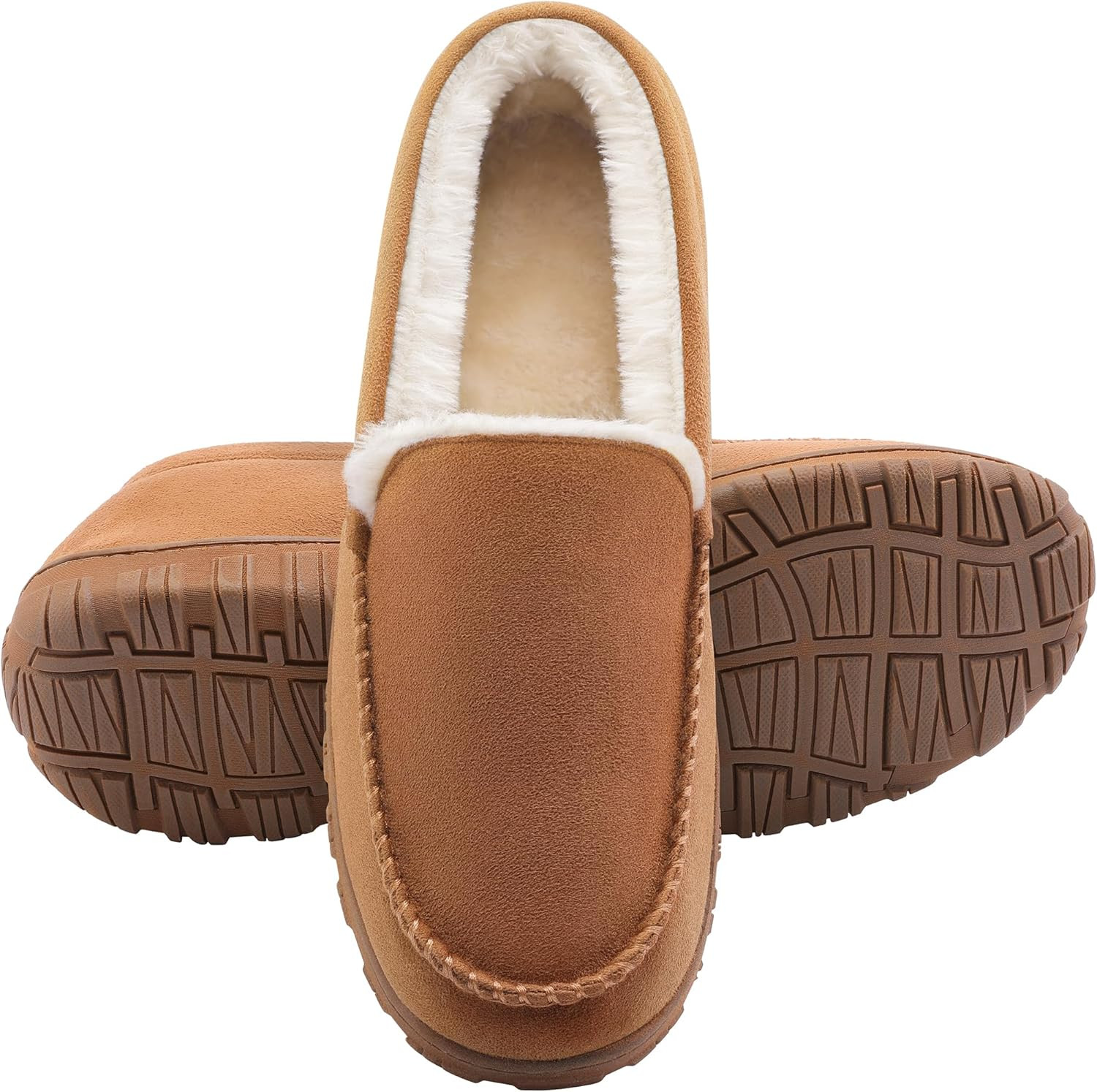 Men's Indoor Outdoor Slippers Warm Plush Memory Foam Non-Slip Moccasins