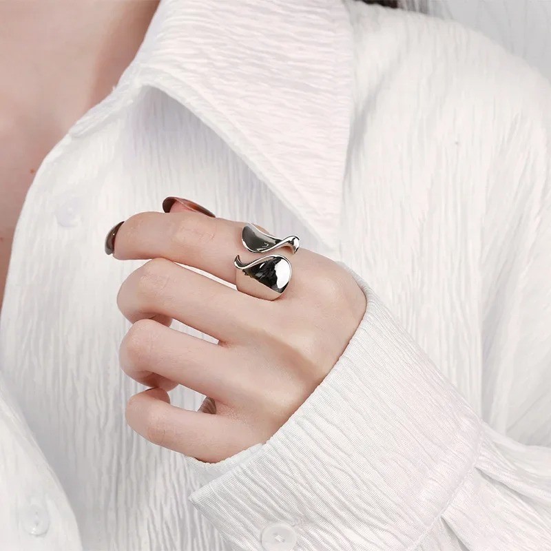 Sterling Ring for Women Minimalist Simple Big Open Ring Party Jewlery Funky Ring