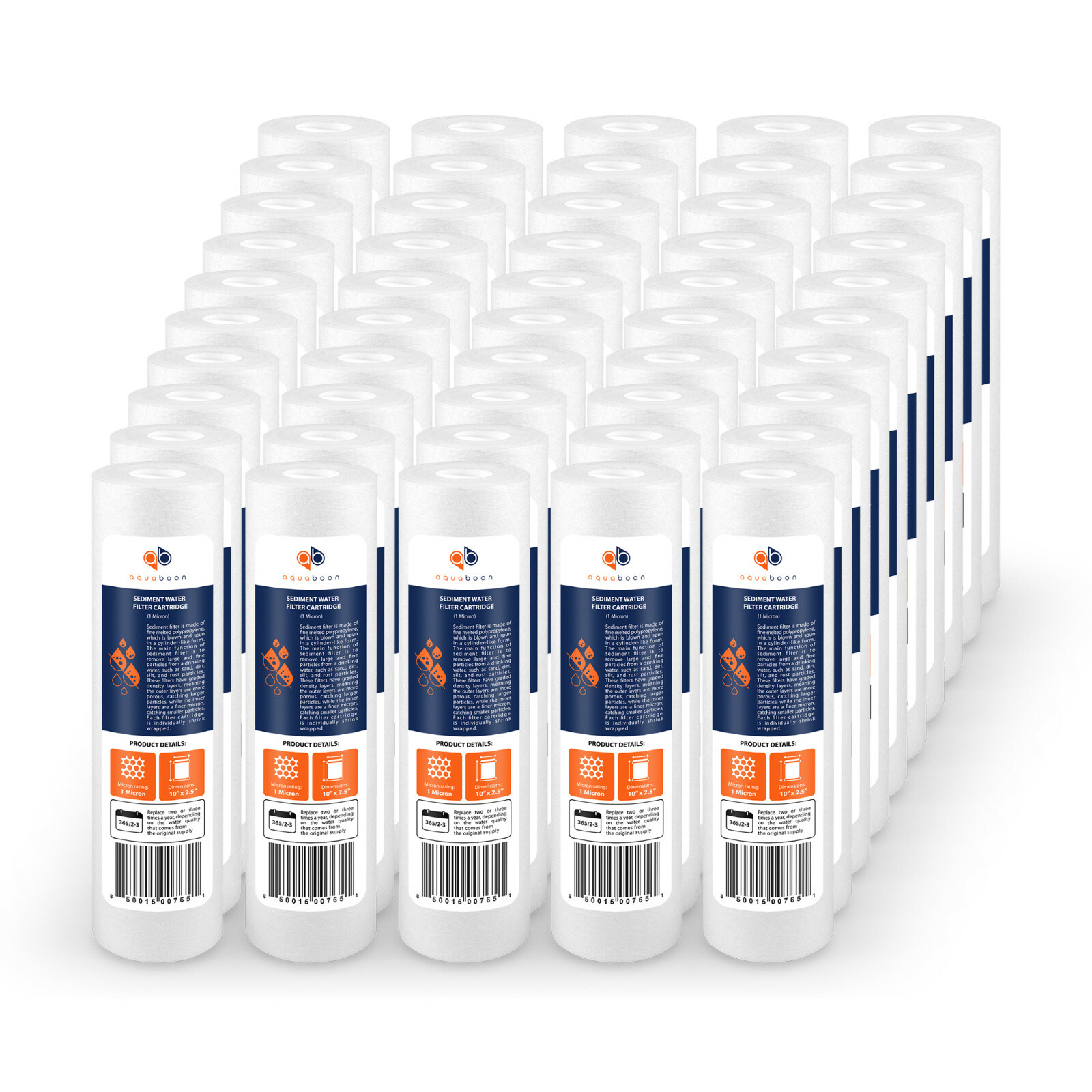 50-PACK of Sediment Water Filter Cartridges Reverse Osmosis 10" x 2.5", 1 Micron