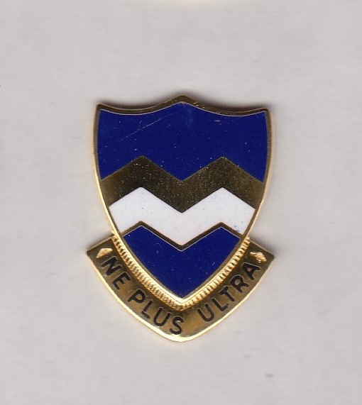 416th INFANTRY REGIMENT crest DUI badge c/b clutchback G-23