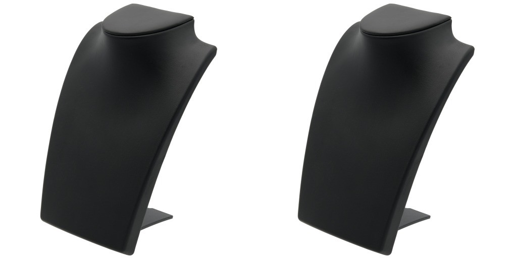 Black Leather Bust with Retractable Stand Jewelry Display 8 1/4" Tall Pack of 2