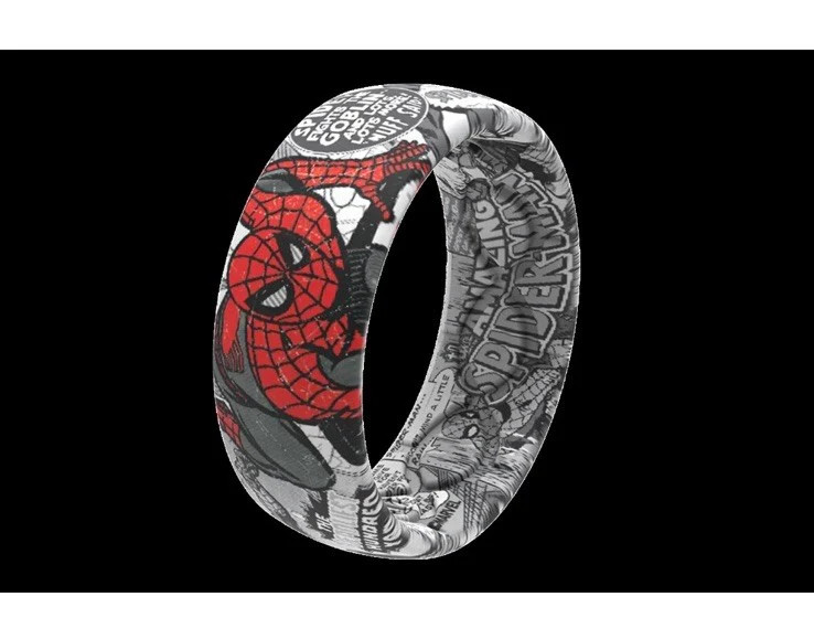Marvel Groove Life "SpiderMan Black & White Comic" Silicone Ring Size 11