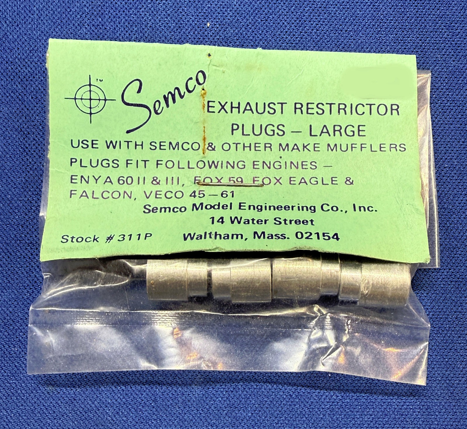 #311P Semco Exhaust Restrictor Plugs For .45-.61 Size Model Airplane Engines