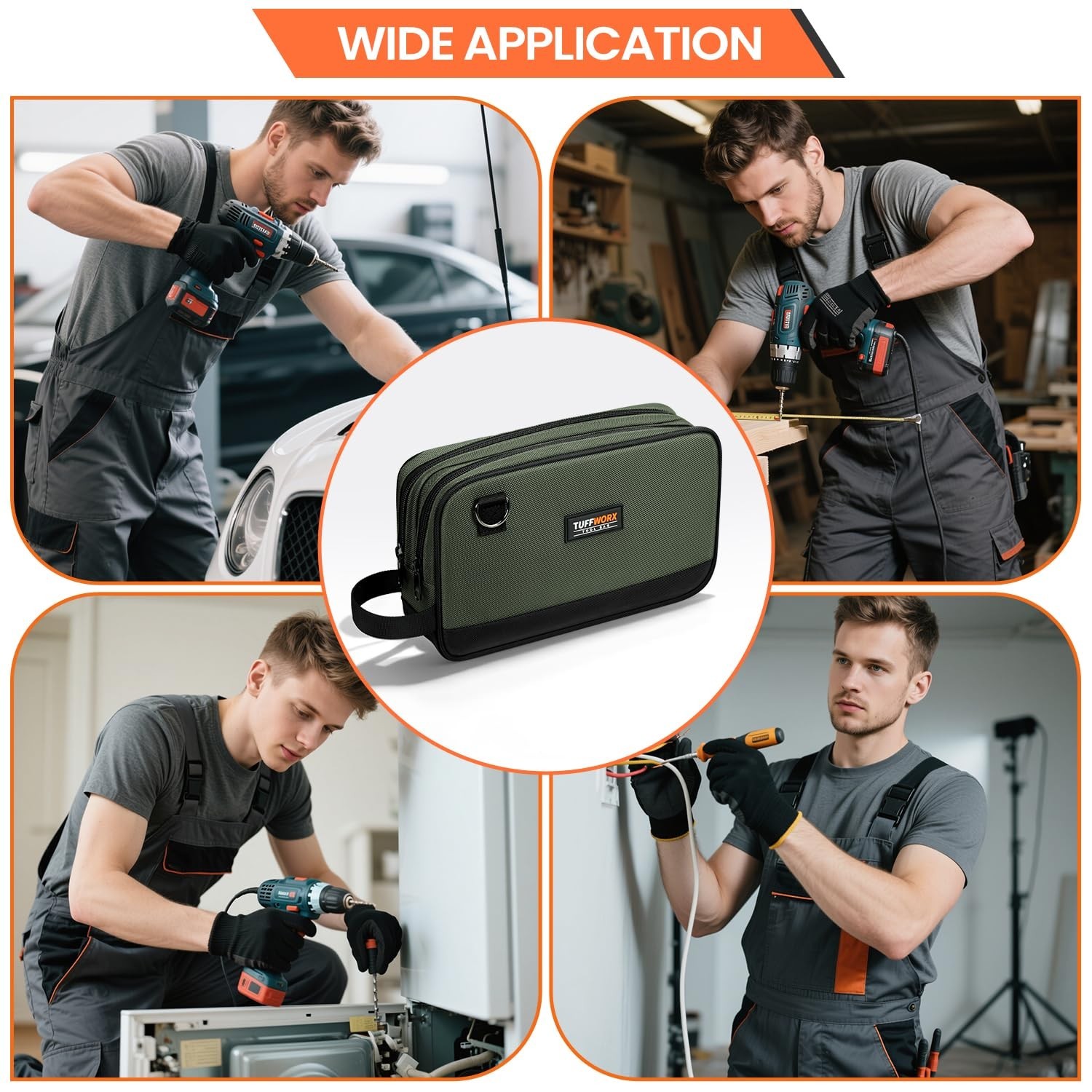 Tool Bag, Dual Compartment Storage Pouch (Gray) Gray
