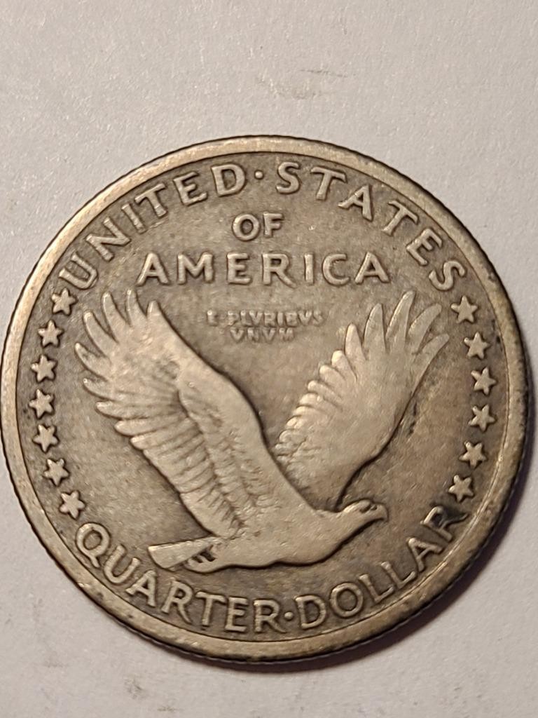 1917 TYPE 1 STANDING LIBERTY SILVER QUARTER, VF DETAILS