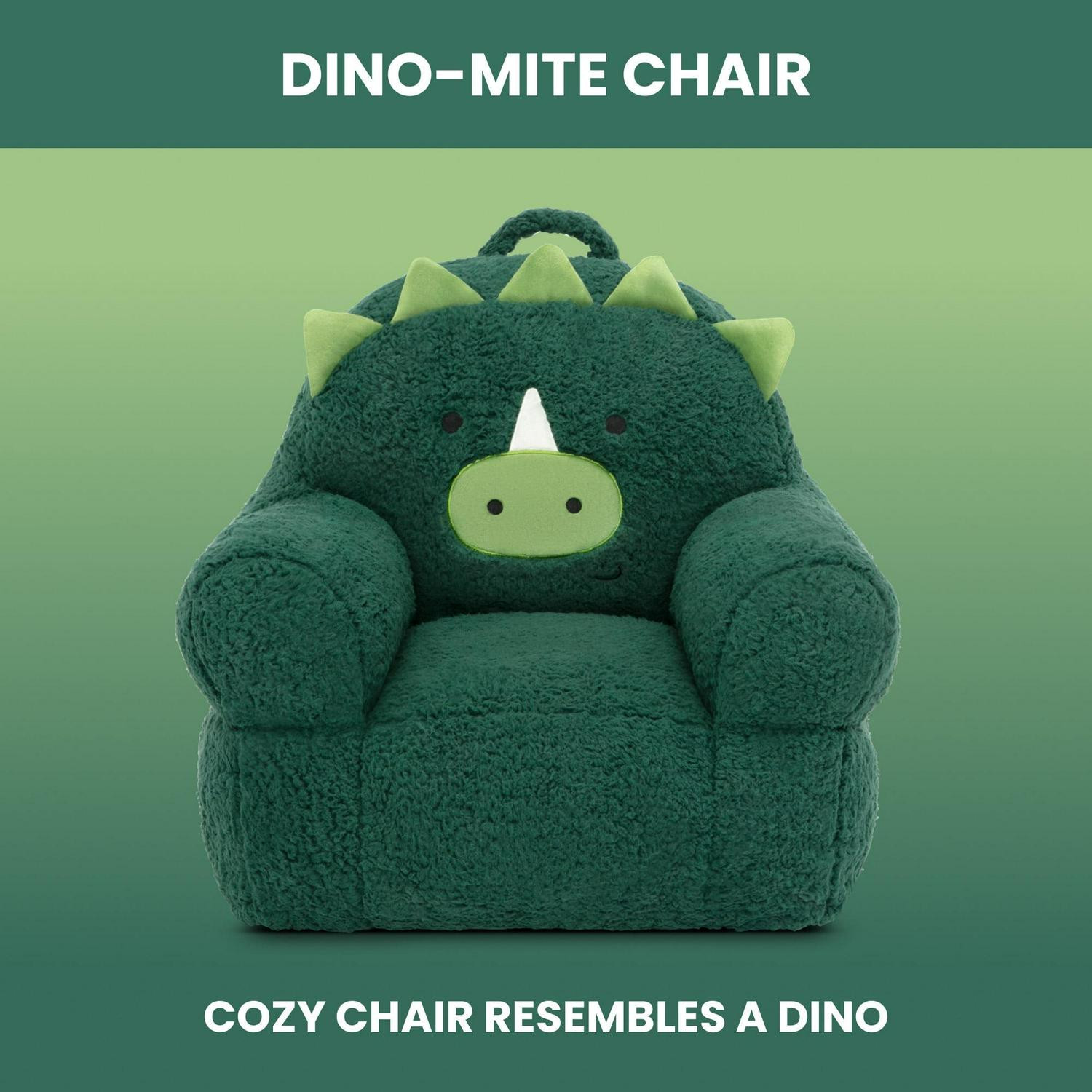 Buddy Chair Dinosaur Green Toddler Comfortable Soft Plush Lightweight Kids Seat