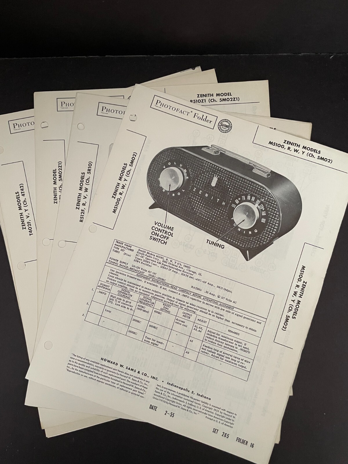 SAMS Photofacts Vintage Radios Zenith Brand - YOU CHOOSE MODEL