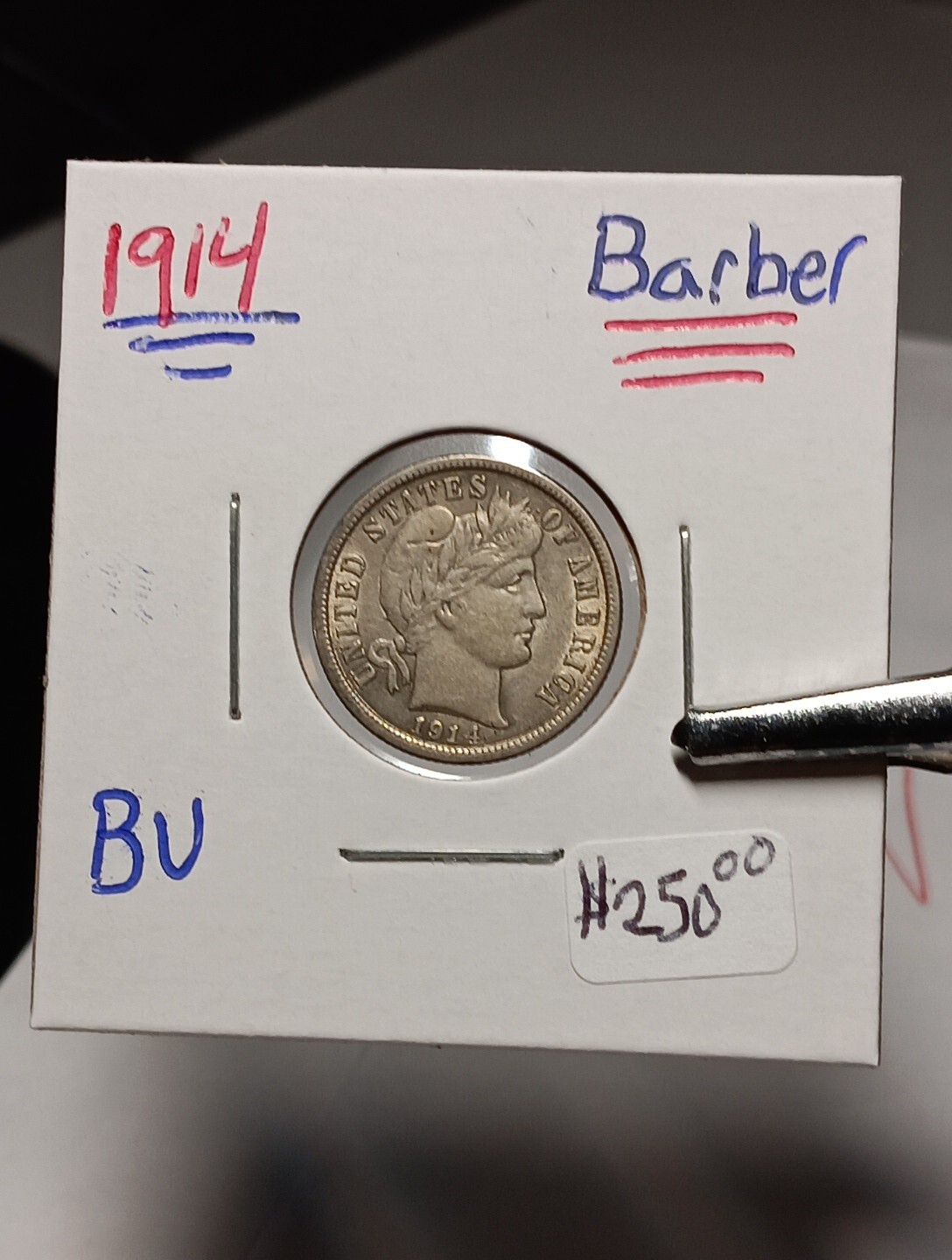 👉1914 Barber Dime Silver BU+ Choice