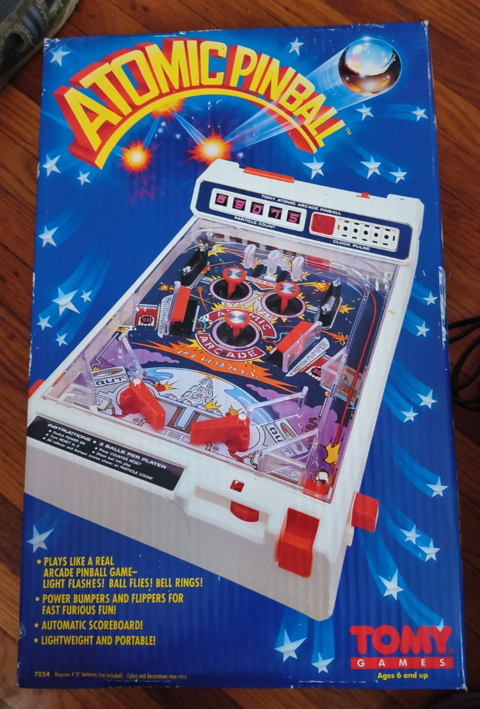 Vintage TOMY Atomic Arcade Tabletop Pinball Game Works w/ Box 1990 A LOT OF FUN
