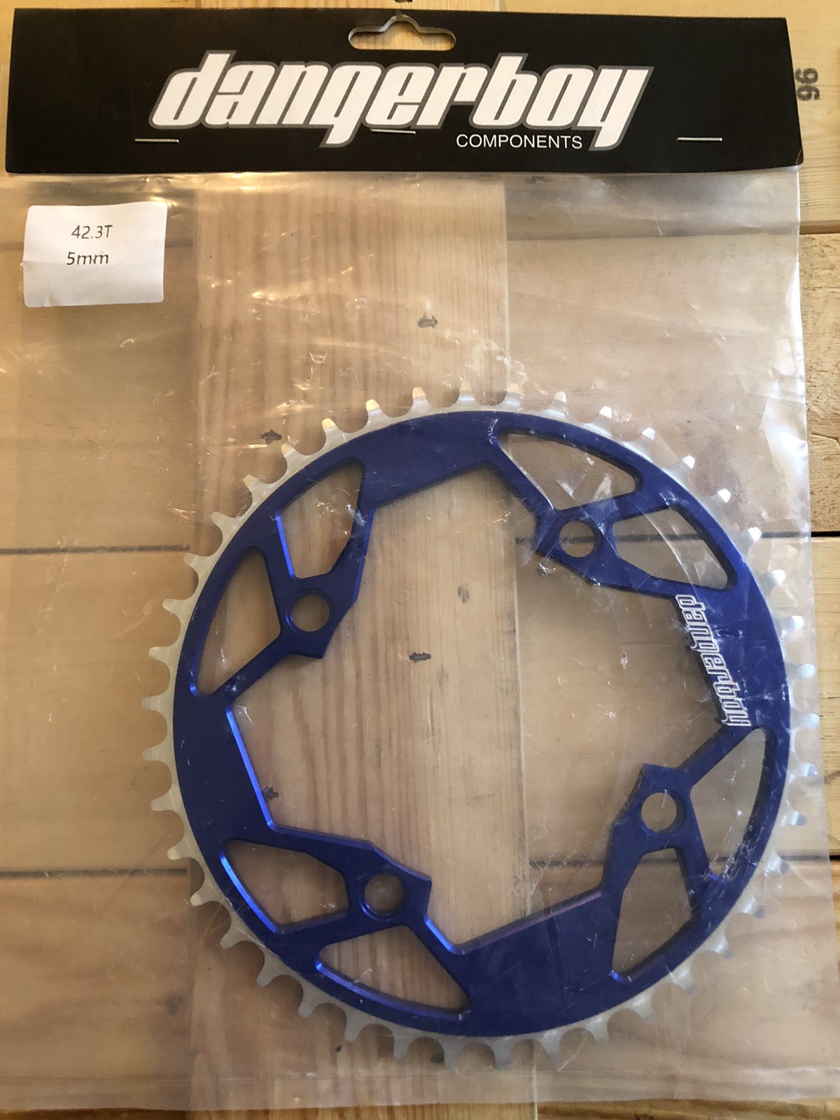 Decimal Chainring Dangerboy 4-Bolt  42.3T  5.0mm Blue  New!!  "SHIPS FREE"