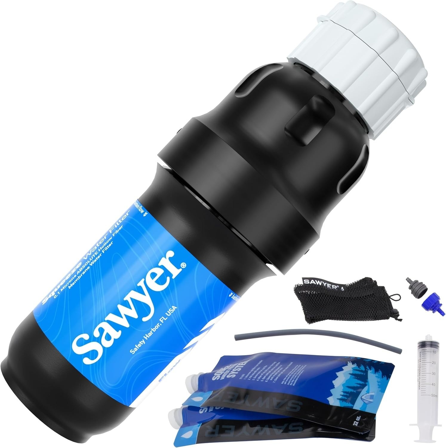 Squeeze Water Filtration System, Removable Cap, High-Performance, Lightweight