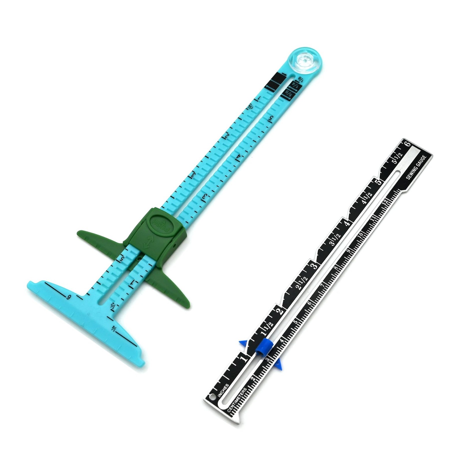 Sewing Gauge Measuring Tool, 5-in-1 Sliding Blue