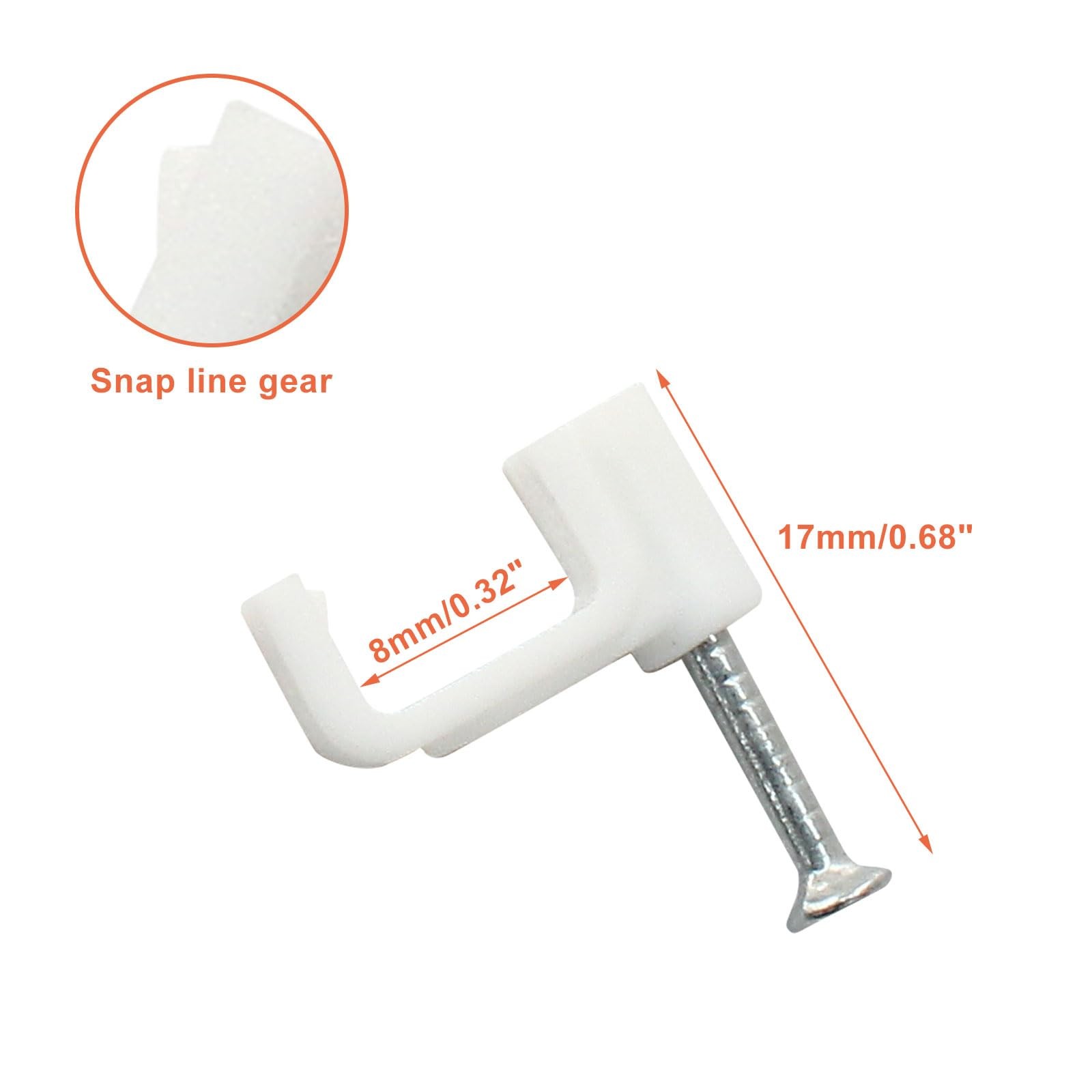 Litoexpe 100 Pcs Flat Cable Clips 8mm, White Ethernet Wall