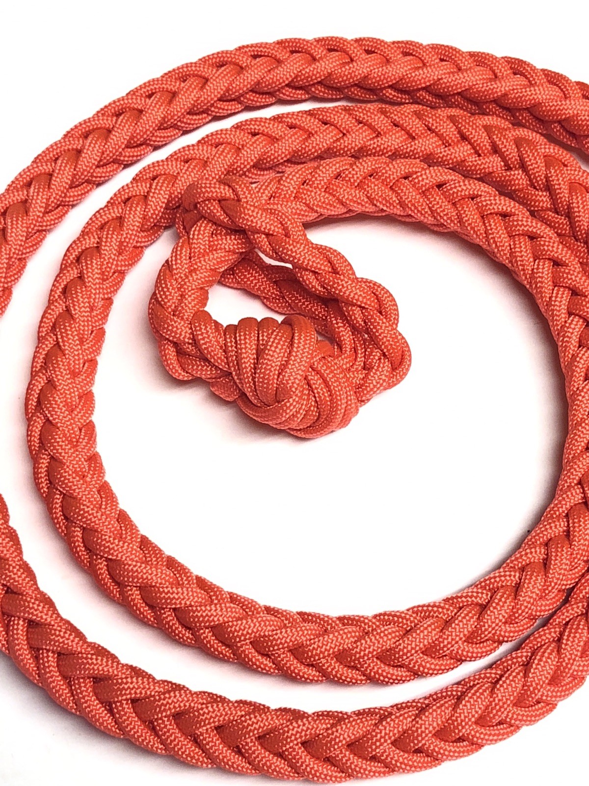 orange Paracord over and under braided whip