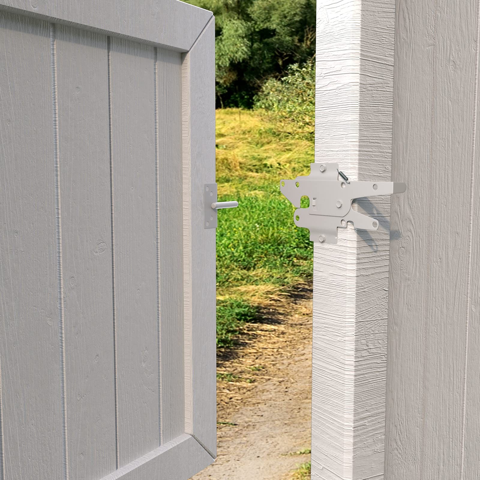 BORDERSMOVER White Automatic Gate Latch