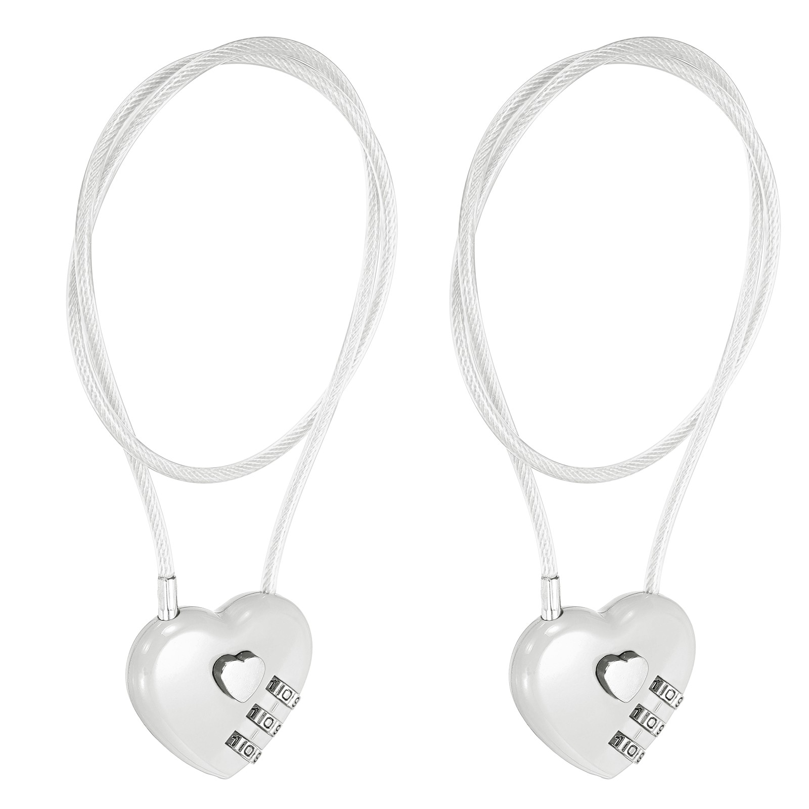 Combination Padlock (19.7 Inch, White)(2Pcs), 3-Digit Heart Shaped Combo Padlock