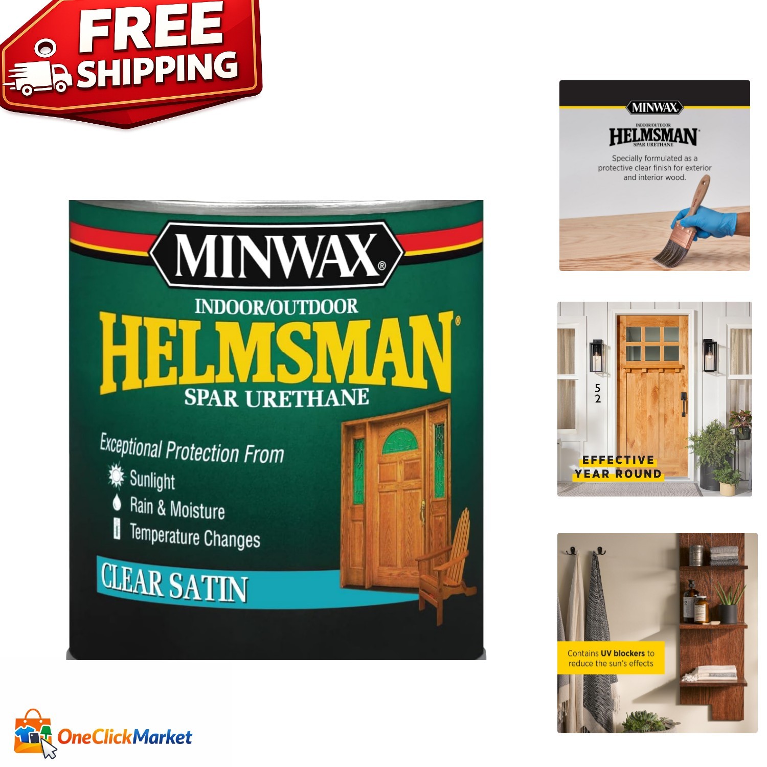 Helmsman Quart Spar Urethane - Satin Finish for Indoor & Outdoor Wood Projects