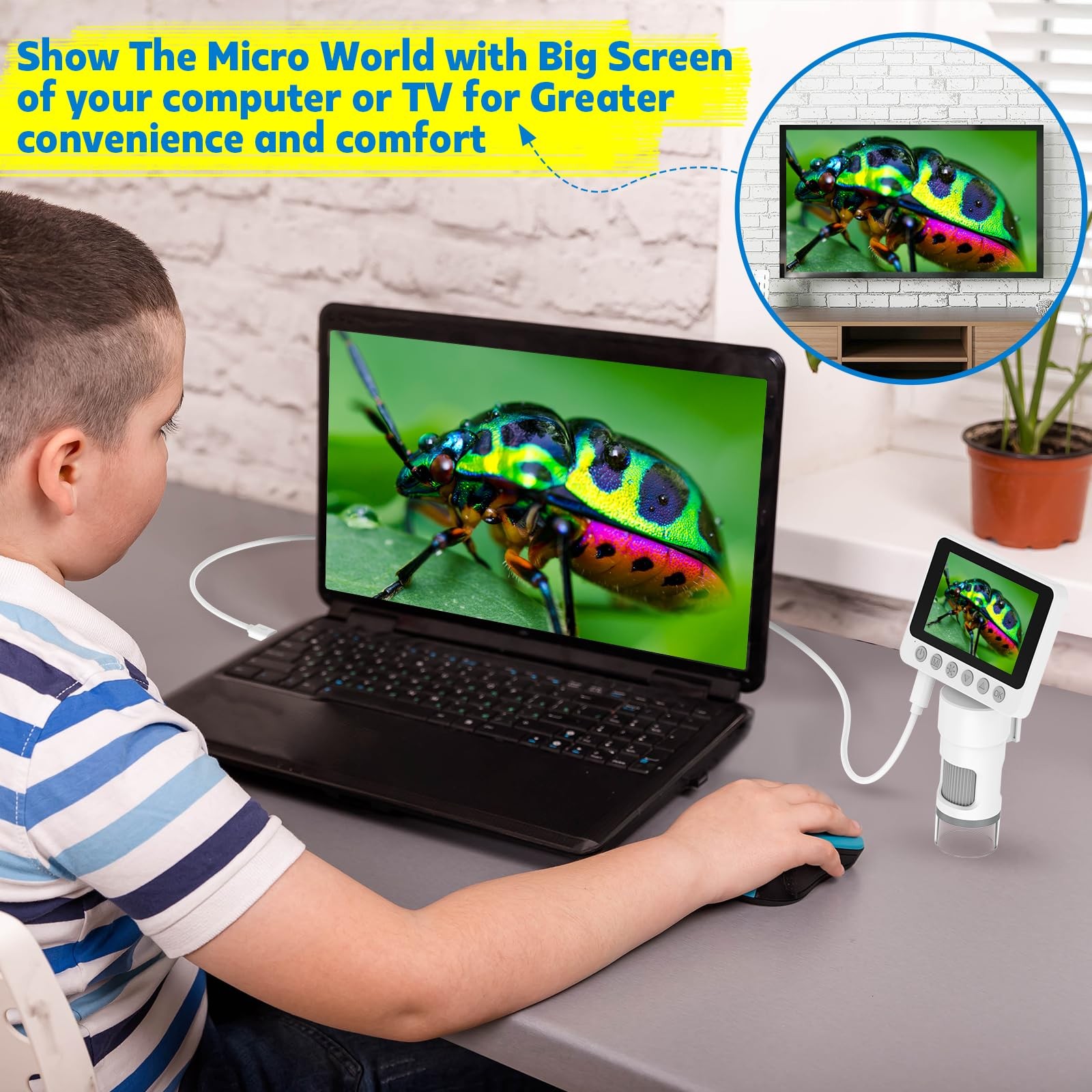 Portable Digital Handheld Microscope for Kids - 1000X Microscopes with White