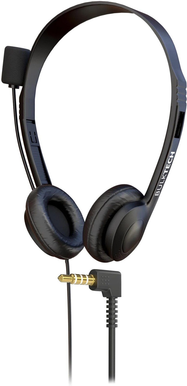Bulktech 1 Pack Wired On-Ear Leather Headsets with Boom Microphone and 3.5mm ...