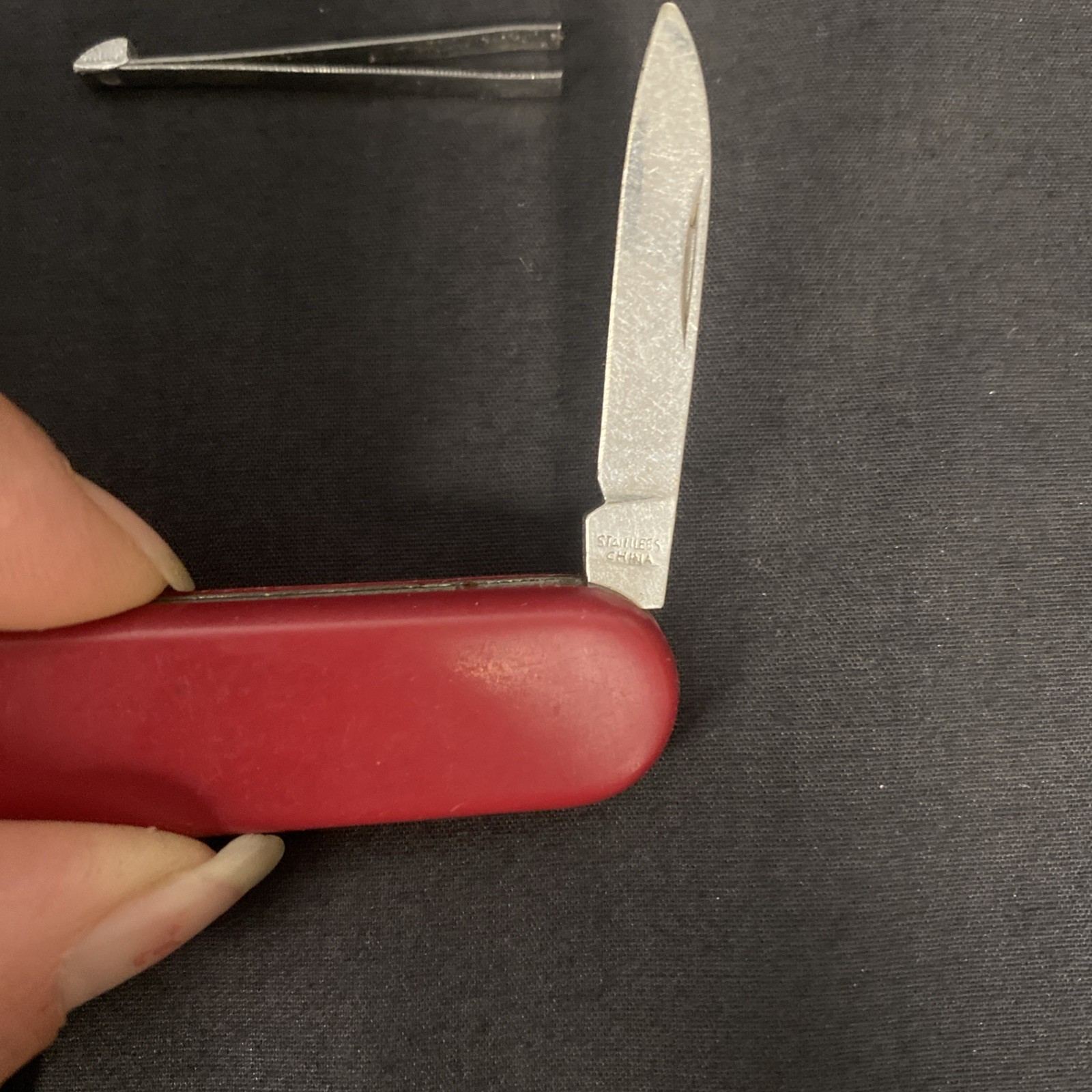 Red Stainless Steel Mini Multi Tool Pocket Knife - TOOTHPICK MISSING