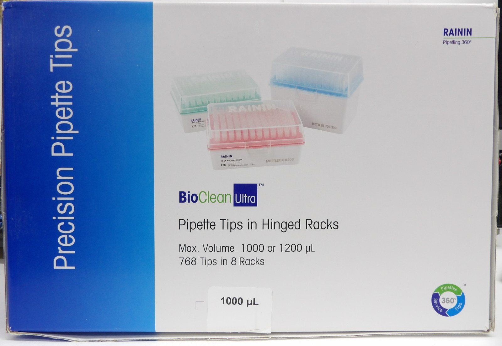 Rainin 30389215 BioClean Ultra Pipette Tips RT LTS 1000 or 1200 µL S 768A/8