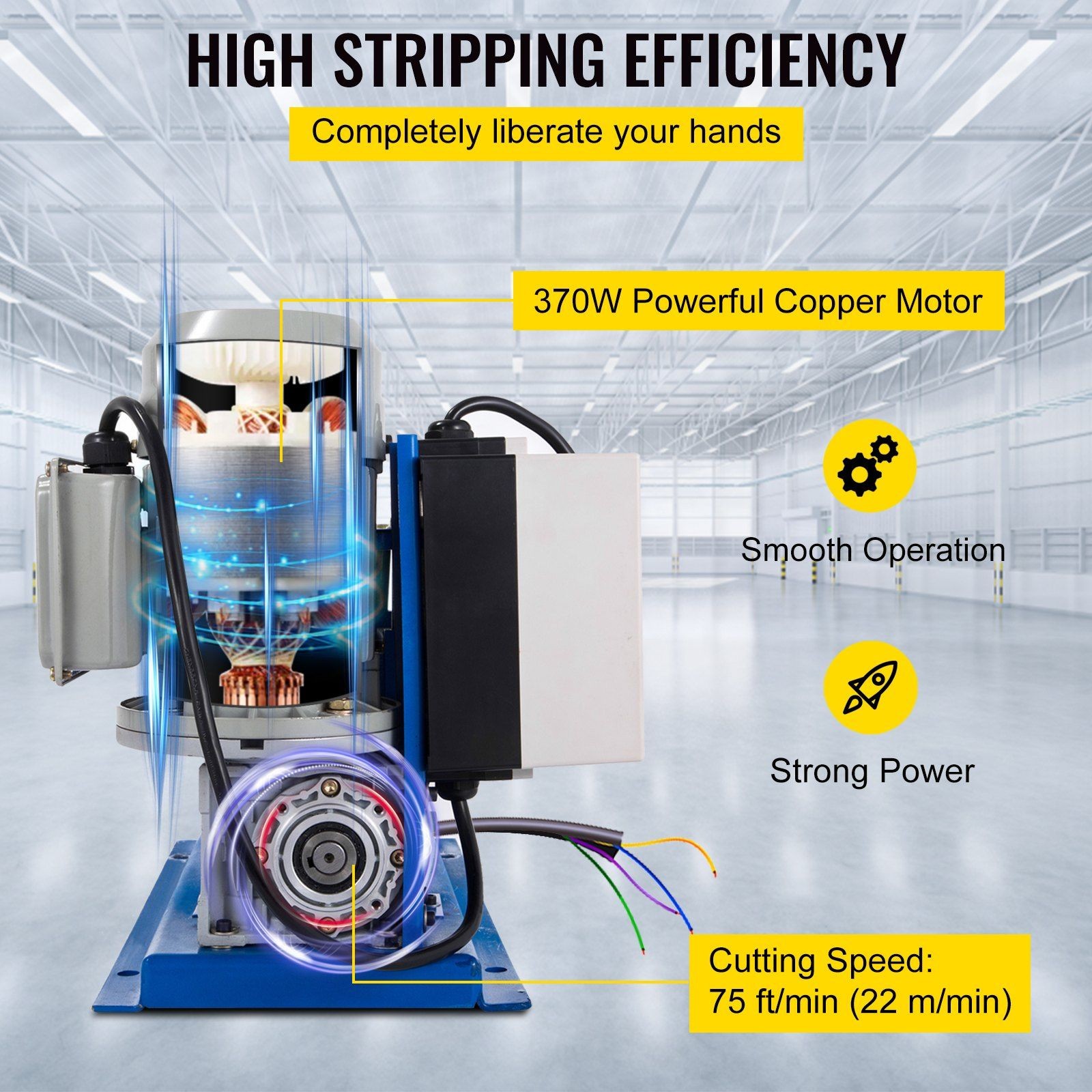 Rugged Wire Stripping Machine 11 Channels 370W 1" OD 75ft/min