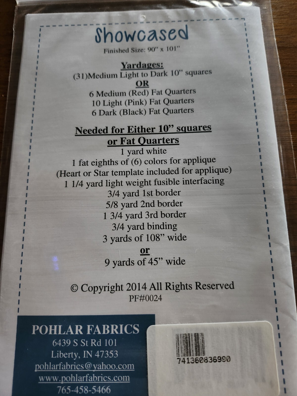 NEW Pohlar Fabrics Showcased Quilt Pattern