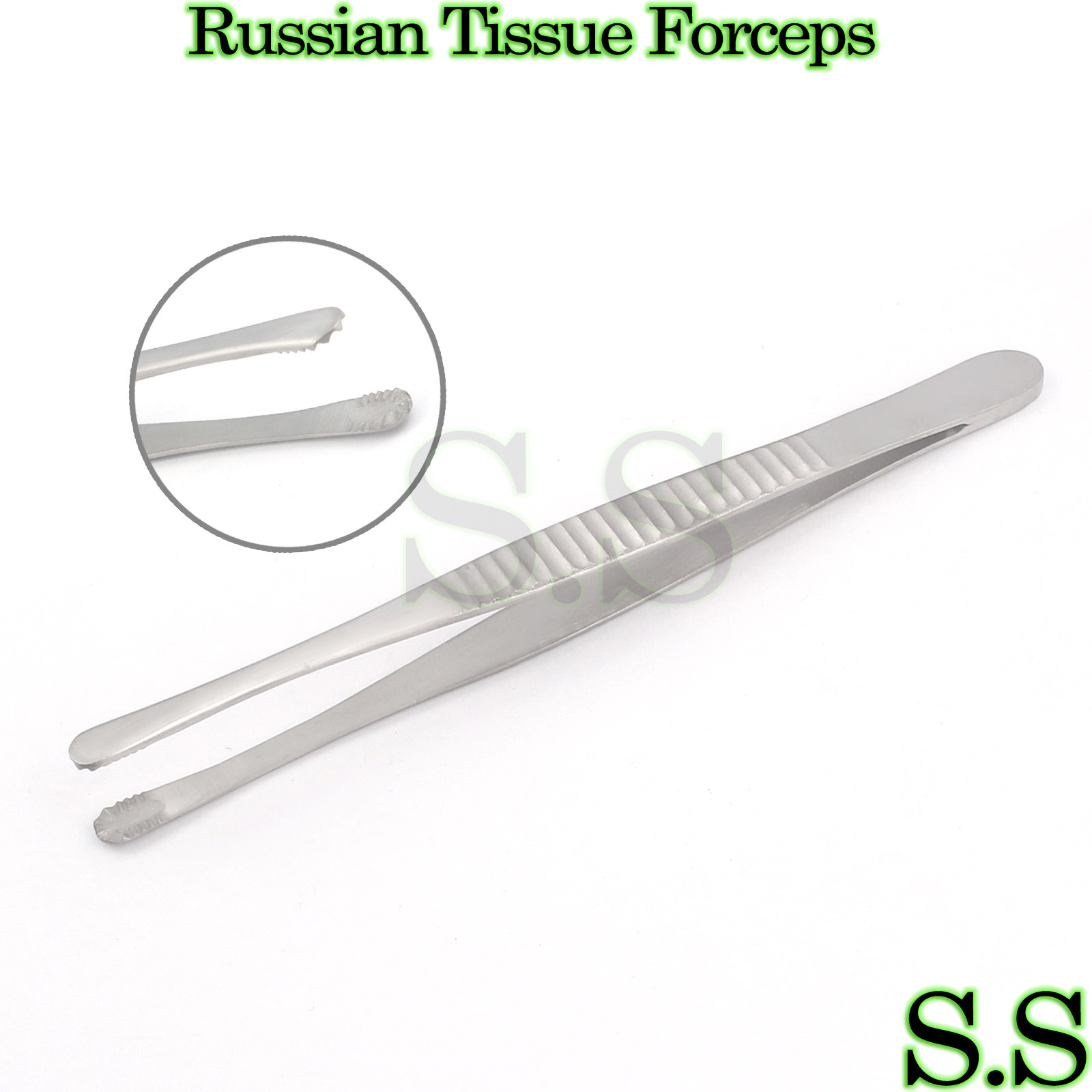 Russian Tissue Forceps 6" Round Serrated Tips Surgical Veterinary Inst German Gr