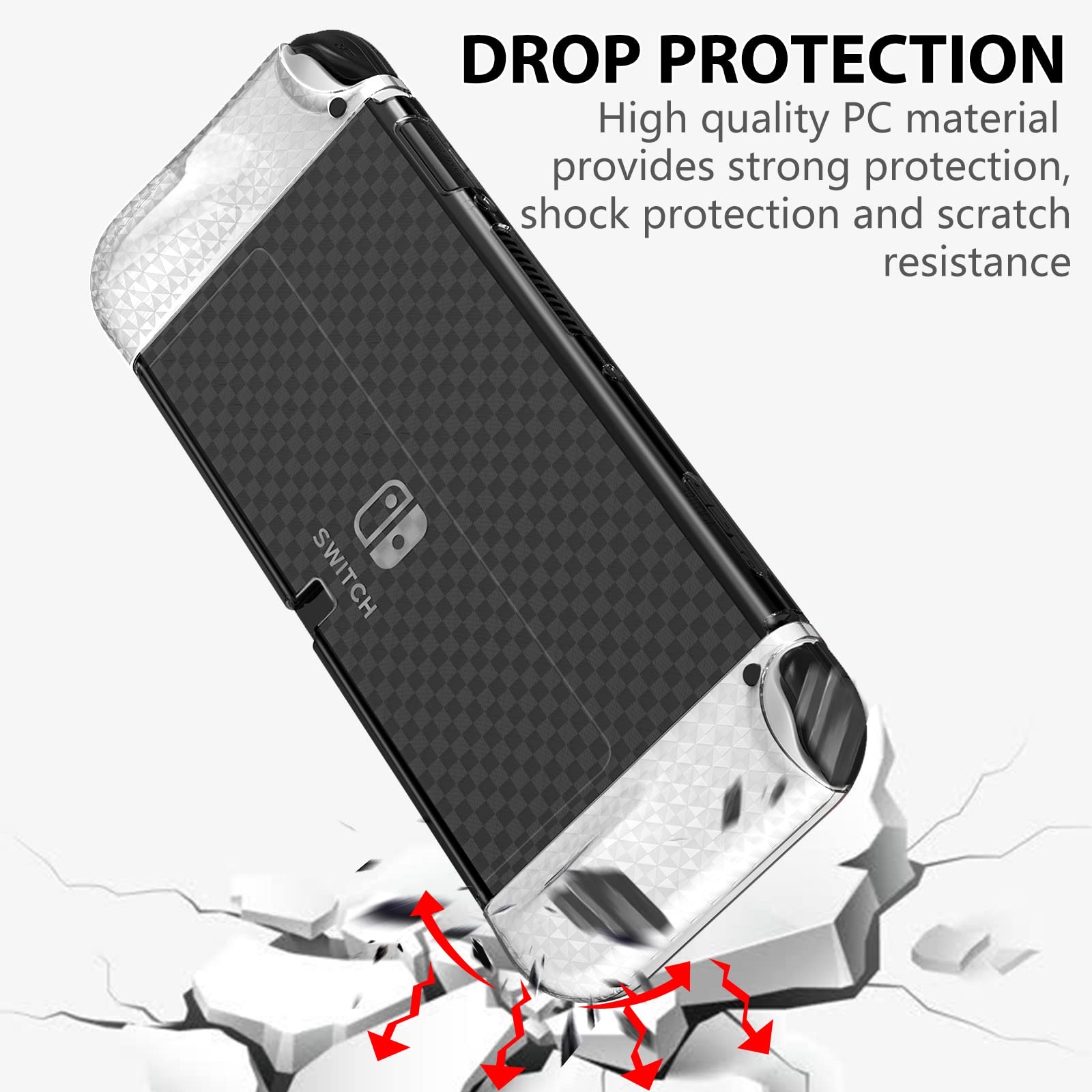 HEYSTOP Switch OLED Case for Nintendo Model, Dockable Cover Black