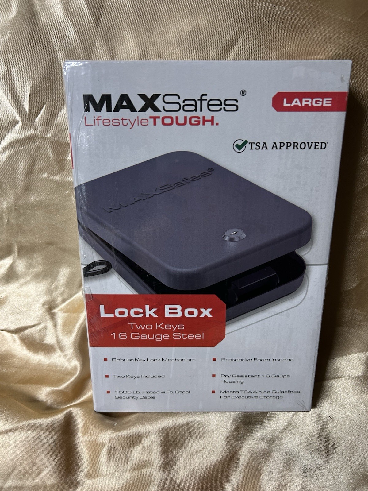 Max Safes LARGE TSA Approved Portable Travel Keyed Lock Box Safe 16-gauge steel