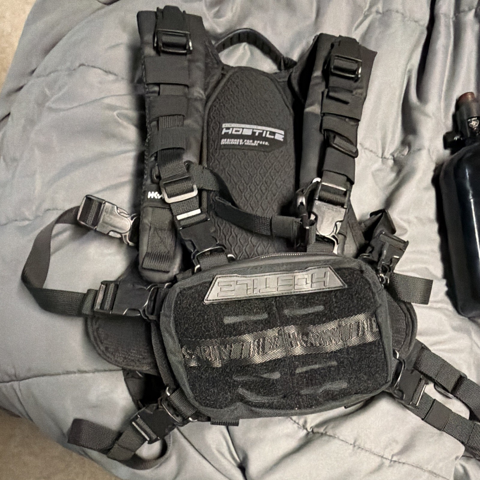 Hostile Black Tactical Chest Rig Vest, Adjustable Nylon, One Size  only one time