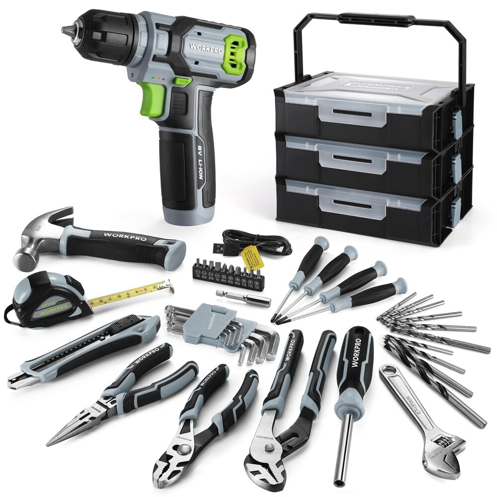WORKPRO 43PC Cordless Drill Driver Set 8V  Battery Powered Screwdriver w/Toolbox