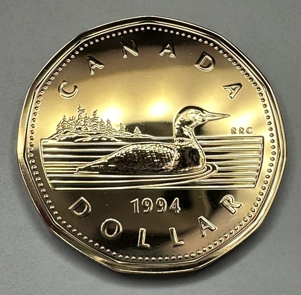 1994 Canadian One Dollar "Canadian Loon" Loonie Coin from Mint Set Uncirculated
